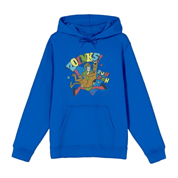 Scooby-Doo Zoinks Ruh Roh Adult Blue Long Sleeve Hoodie-XL