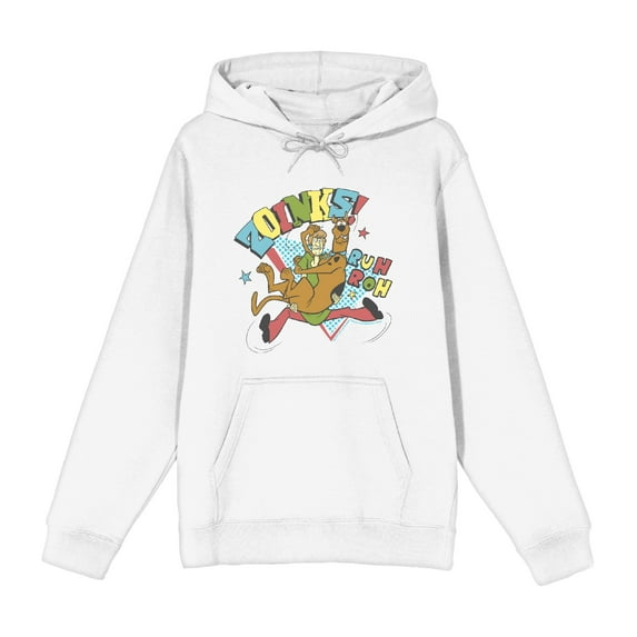 Scooby-Doo Zoinks Ruh Roh Adult White Long Sleeve Hoodie-Small