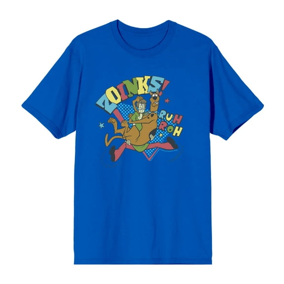 Scooby-Doo Zoinks Ruh Roh Men's Blue Crew Neck Short Sleeve Tee-3XL
