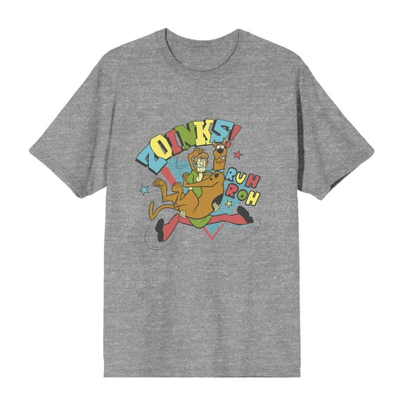 Scooby-Doo Zoinks Ruh Roh Men's Heather Gray Crew Neck Short Sleeve Tee-XXL