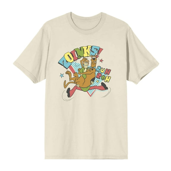 Scooby-Doo Zoinks Ruh Roh Men's Natural Crew Neck Short Sleeve Tee-3XL