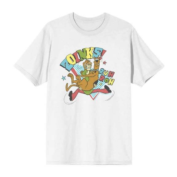 Scooby-Doo Zoinks Ruh Roh Men's White Crew Neck Short Sleeve Tee-Medium