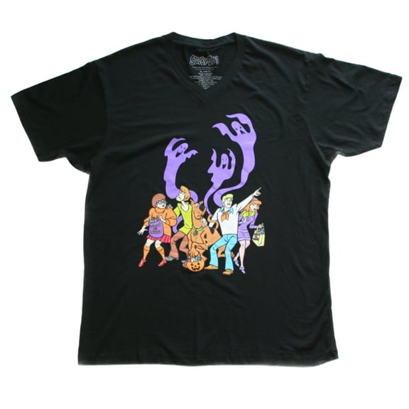 Scooby Doo and Gang Purple Ghost Women's Black T-Shirt (Small)