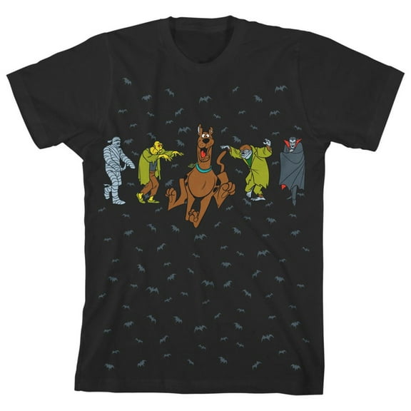 Scooby Doo and Monsters Youth Black Short Sleeve Crew Neck Tee-XL