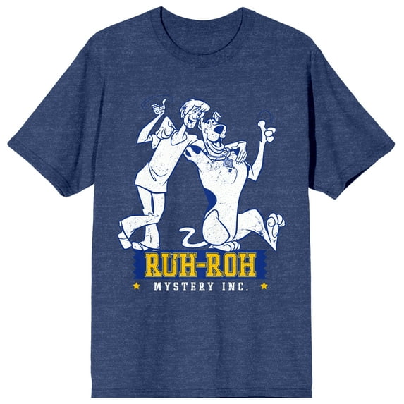Scooby Doo and Shaggy Ruh-Roh Men's Indigo Heather Graphic Tee - S