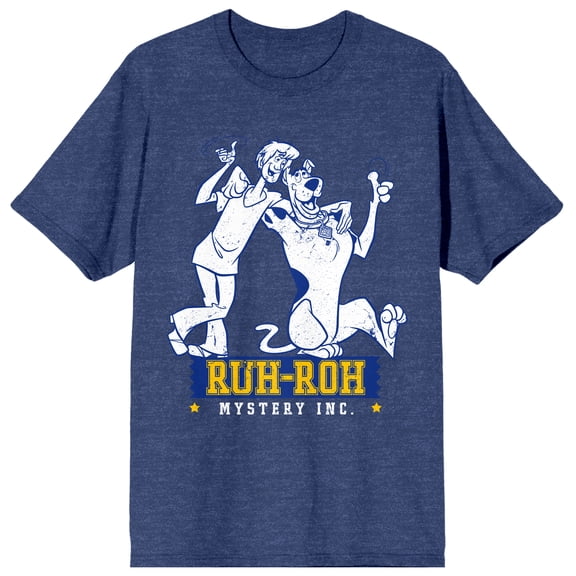 Scooby Doo and Shaggy Ruh-Roh Men's Indigo Heather Graphic Tee - XXL