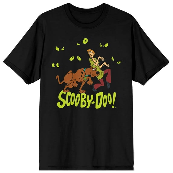Scooby Doo and Shaggy with Creepy Green Eyes Men's Black Graphic Tee - L