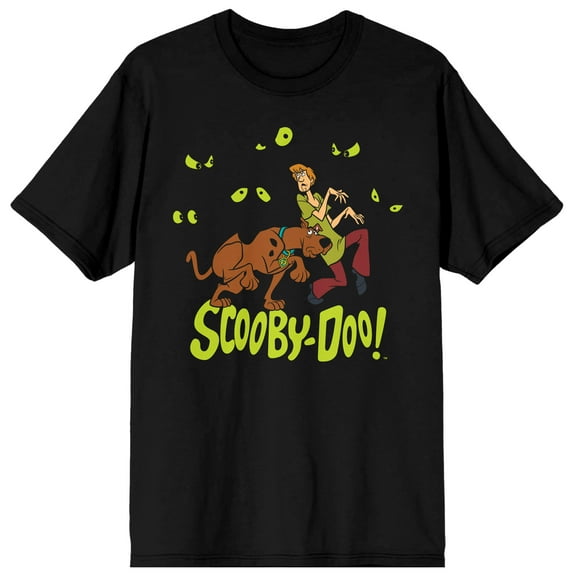 Scooby Doo and Shaggy with Creepy Green Eyes Men's Black Graphic Tee  - XXL