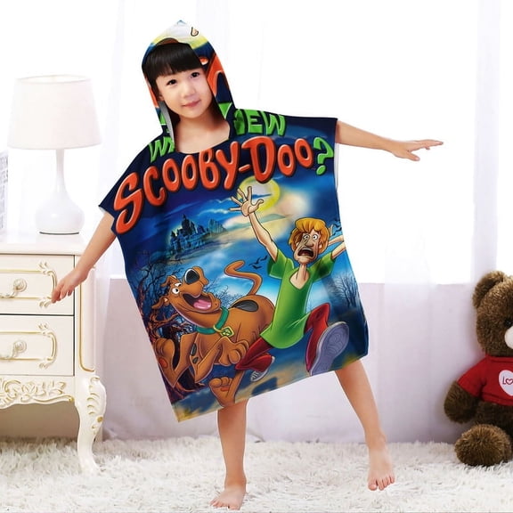 Scooby Hooded Poncho Towels, Soft & Absorbent Microfiber Beach Towel, Swimming Pool Changing Robe Bathrobe Bath Towel