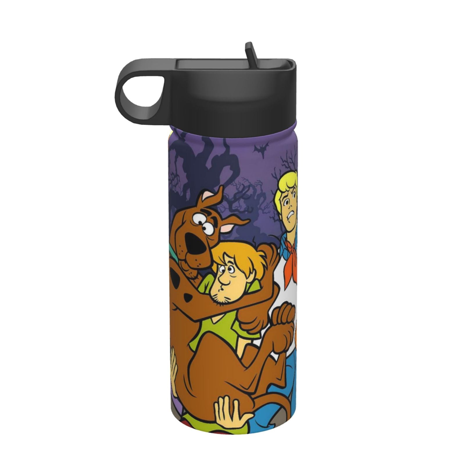 Scooby Kids Insulated Water Bottle With Straw - 18 Oz Stainless Steel Double Wall Vacuum Cup, Leakproof, Bpa Free, Suitable For Boys And Girls