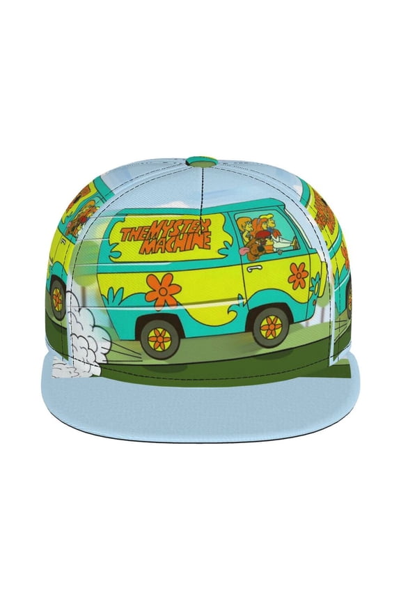 Scooby Mystery Machine Unisex Flat Brim Cap Adjustable Fitted Hat Baseball Cap for Men Women