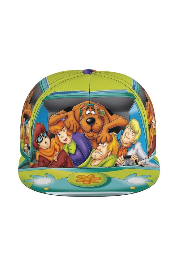 Scooby Mystery Machine Unisex Flat Brim Cap Adjustable Fitted Hat Baseball Cap for Men Women