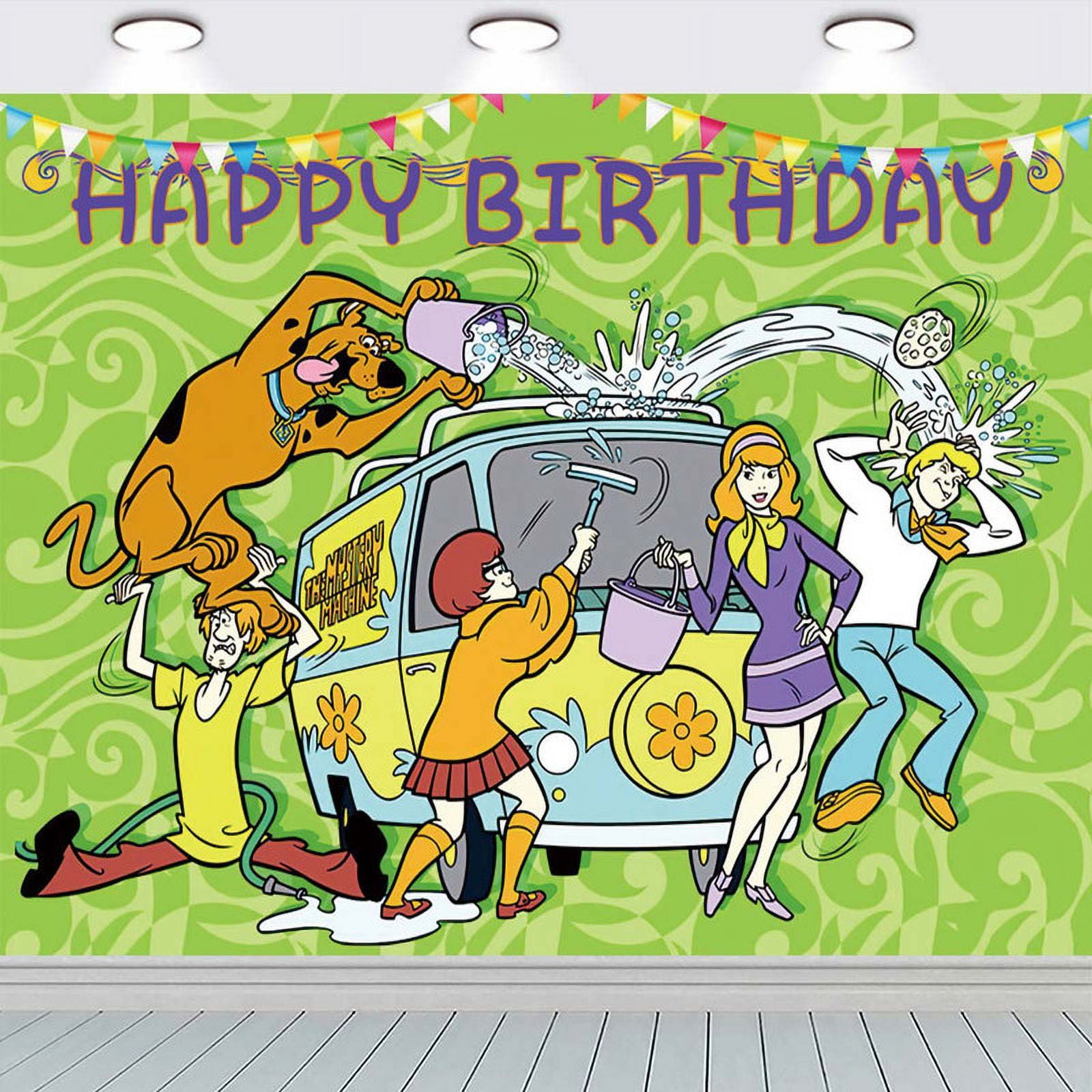 Scooby Doo Mystery Machine Birthday Backdrop Kids Birthday, Zombies Cartoon Theme deals For Balloon Arch Decorations