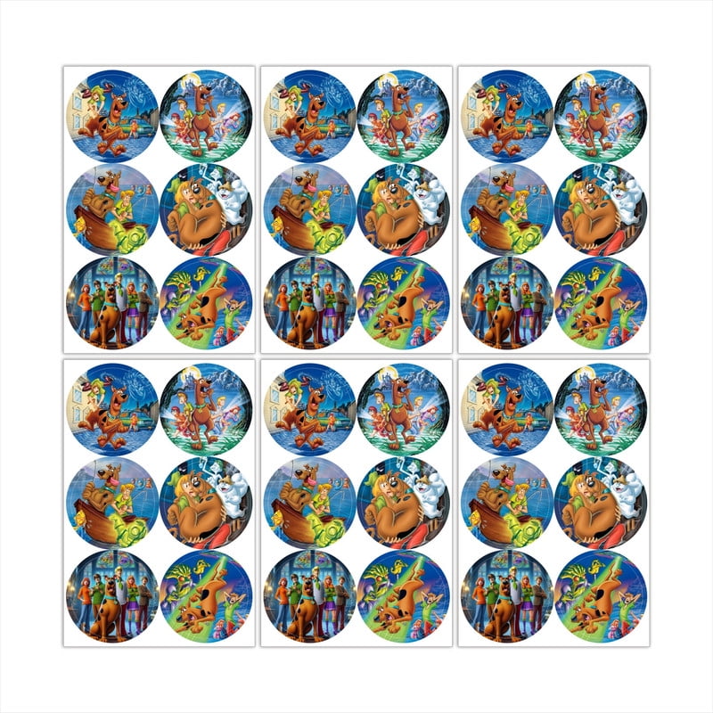 Scooby doo Stickers Labels Birthday Thank You Party Favors Themed Round Circle Baby Shower 60pcs