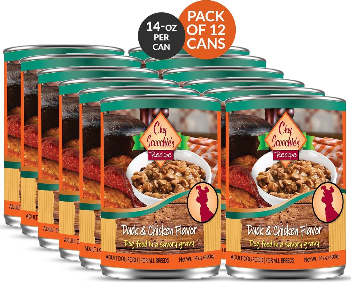 Scoochie Pet Chef Scoochies Recipe With Real Duck & Chicken in Savory Gravy Wet Dog Food, 14-oz can, case of 12