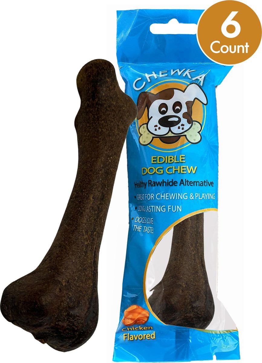 Scoochie Pet Chewka Chicken Flavored Plant-Forward Fully Digestible Dog Chew Bone, Medium, 6CT