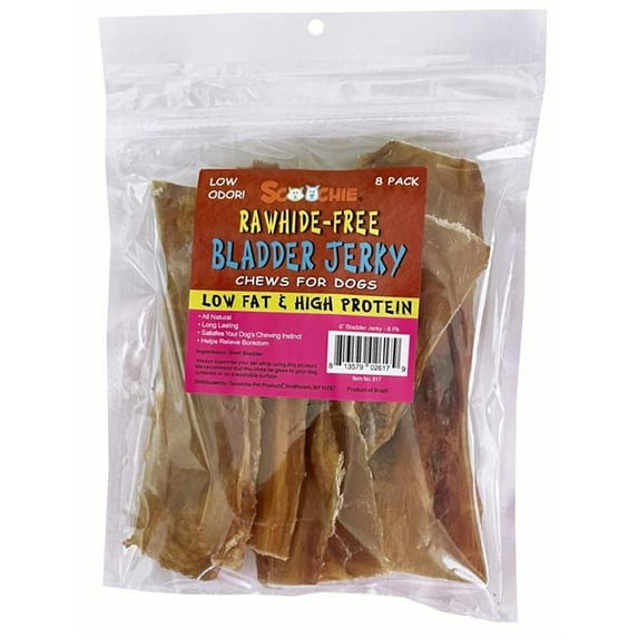 Scoochie Pet Products 299 6 in. Flat Bladder Strips Treats in Zip Lock Bag - PDQ of 12 - Pack of 8