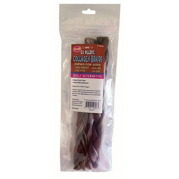 Scoochie Pet Products 606 12 in. Braided CS Deluxe Collagen Sticks in Zip Lock Bag - Pack of 2
