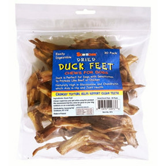 Scoochie Dried Duck Feet Chews for Dogs, 30 Pack Bag