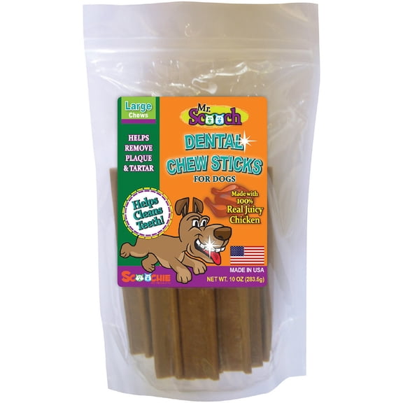 10 OUNCE MR. SCOOCH JUICY CHICKEN DENTAL CHEWS SMALL- Made in the USA