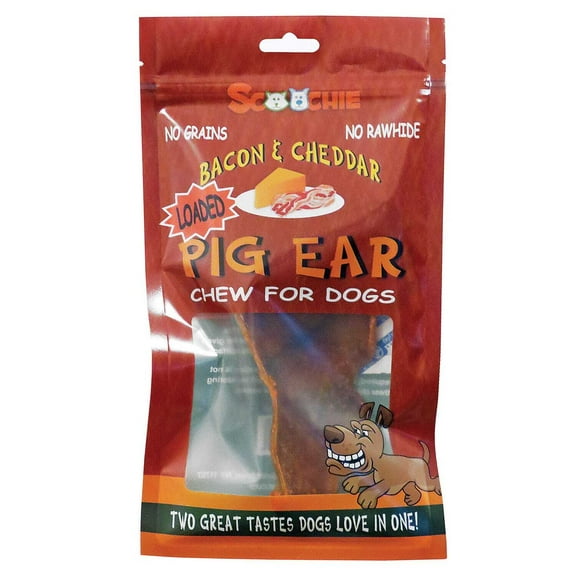 Scoochie Pet SCP Bacon Cheddar Loaded Pig Ear 1pk