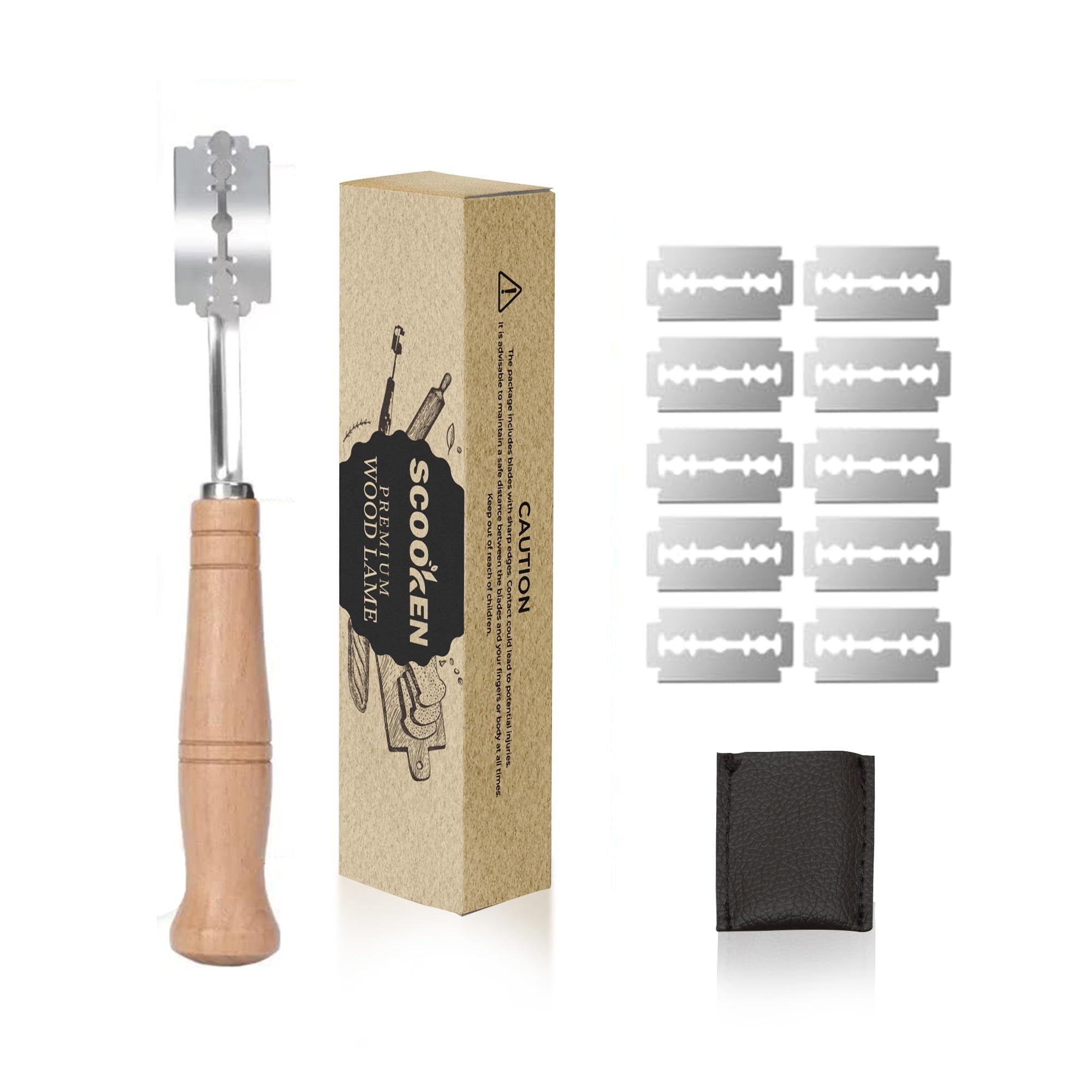 Scooken Bread Lame Knife 10 Blades Sourdough Scoring Tool for Bread
