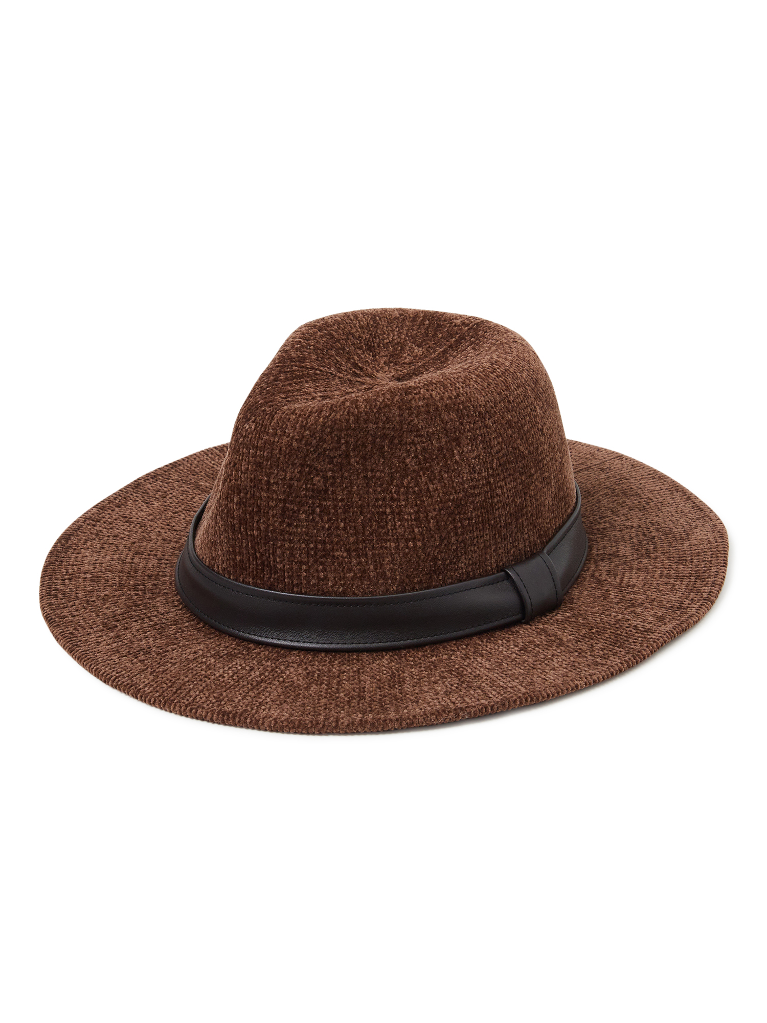 Scoop Adult Female Chenille Fedora with Faux Leather Trim - image 1 of 3