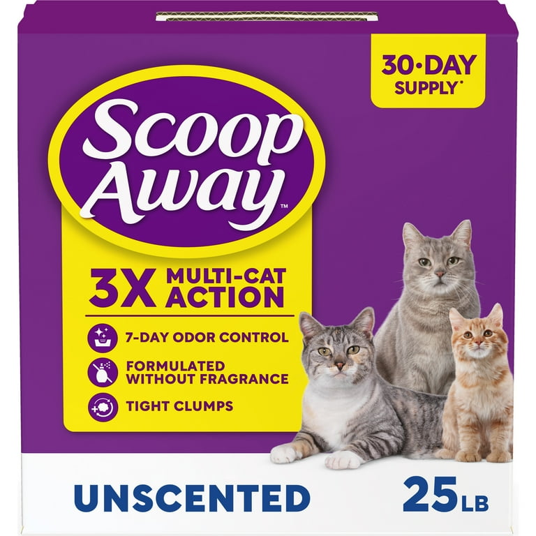 Scoop Away Super Clump Cat Litter, 25 lbs, Unscented, Instant Odor