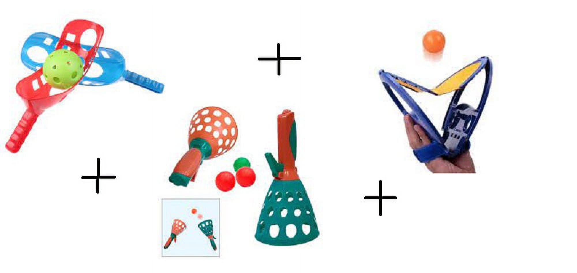 Scoop Ball Game + and Palms Paddles + Catch Balls Game Set with 3 Balls Indoors , Outdoors Toy
