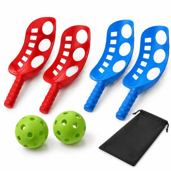 Scoop Ball Toss Game Set With 4 Rackets, 2 Balls And Storage Bag