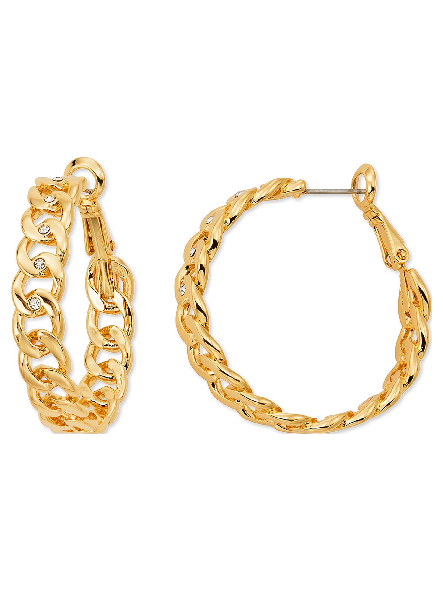 Scoop Brass Yellow Gold-Plated Chain Link Hoop Earrings - image 1 of 3