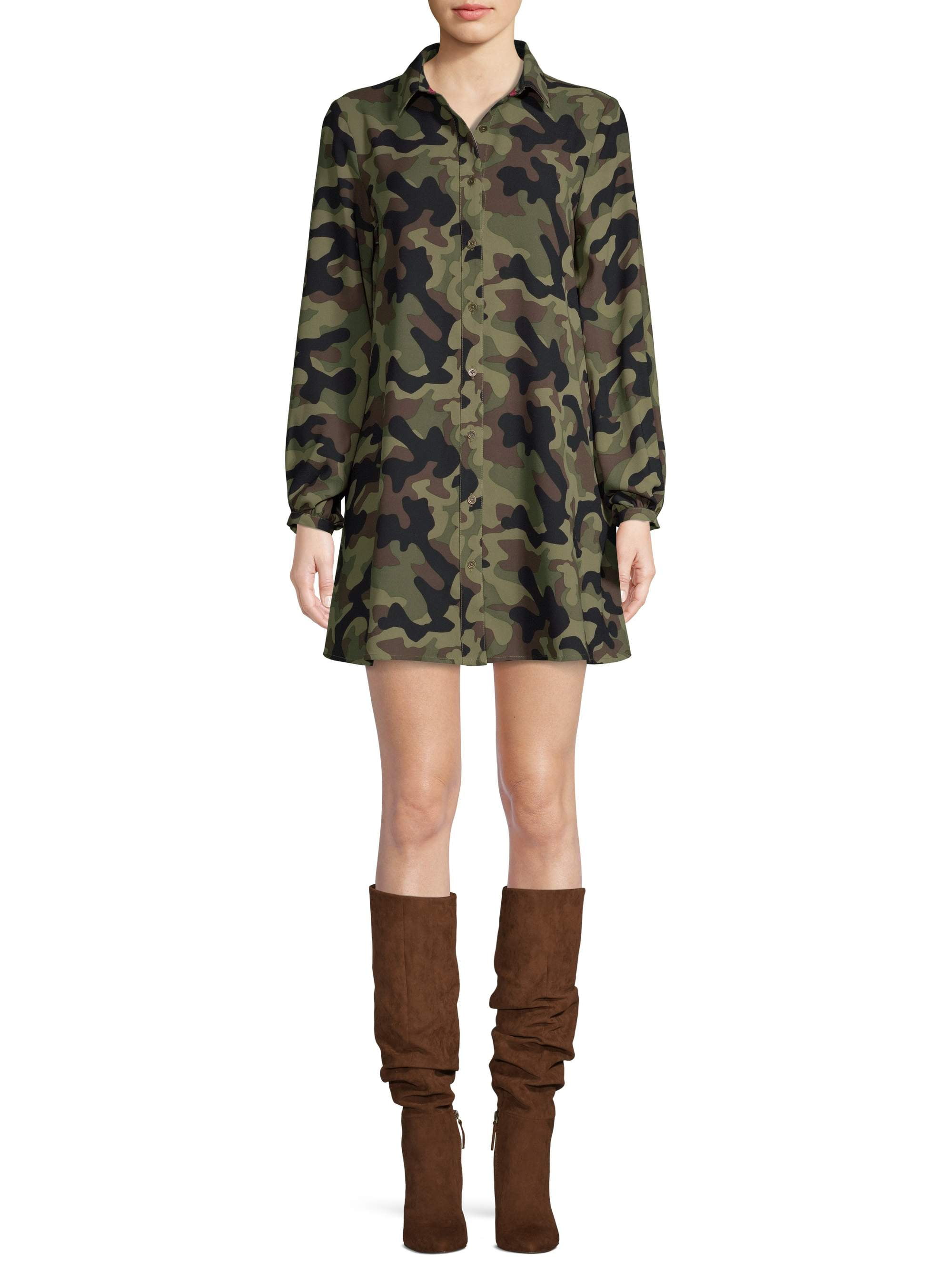 Camouflage shirt dress clearance womens