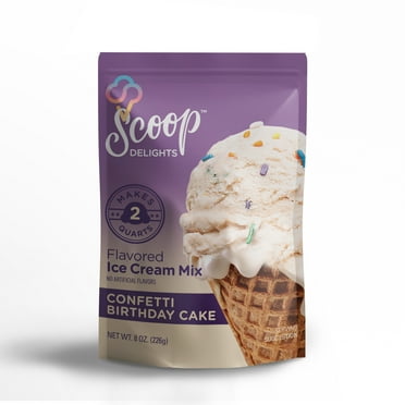 Scoop Delights Ice Cream Powder Birthday Cake Flavor Mix 8 oz Pouch, for All Ages, 12 Servings per Container