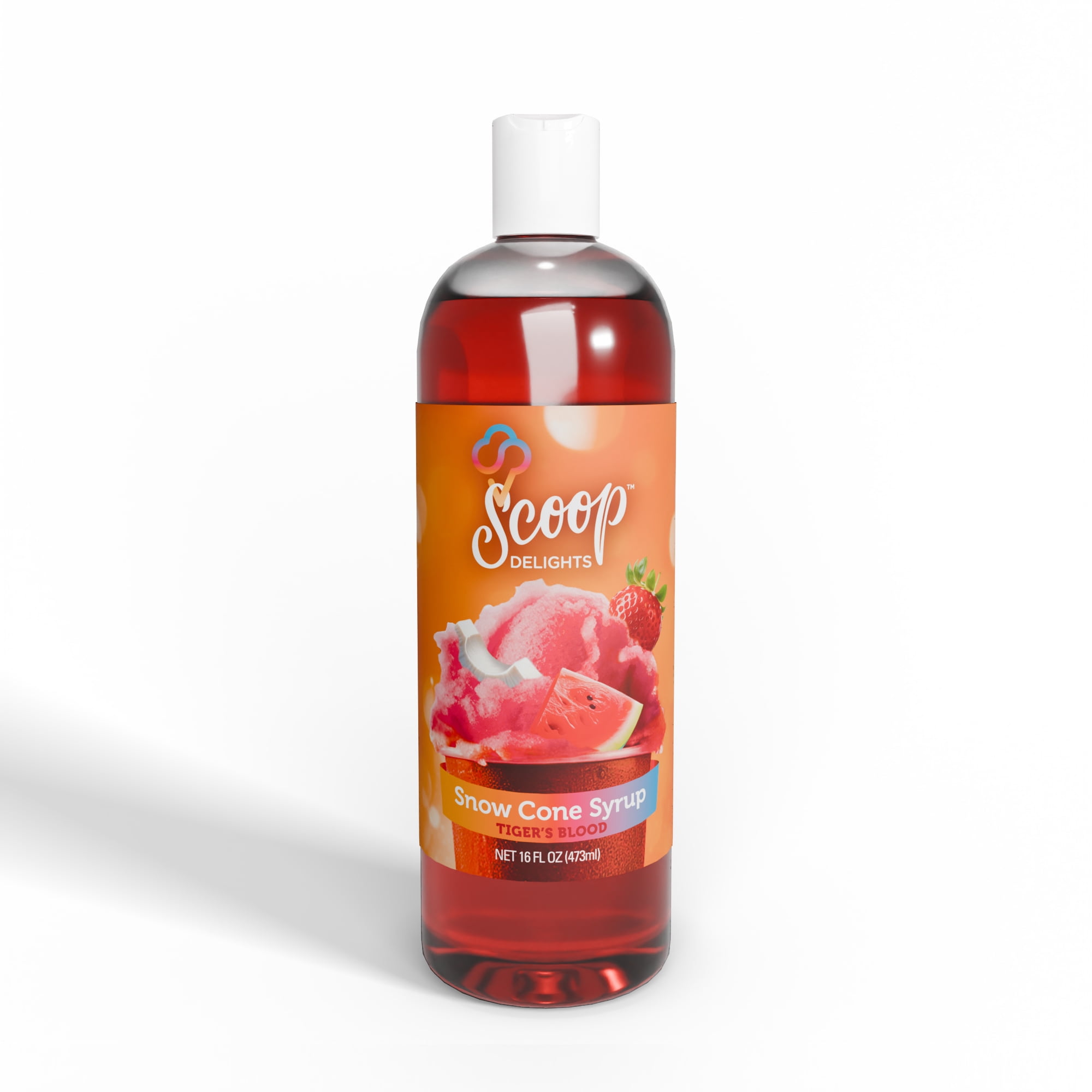 Scoop Delights Shaved Ice Syrup 16 oz Bottle Tigers Blood Flavor, for All Ages