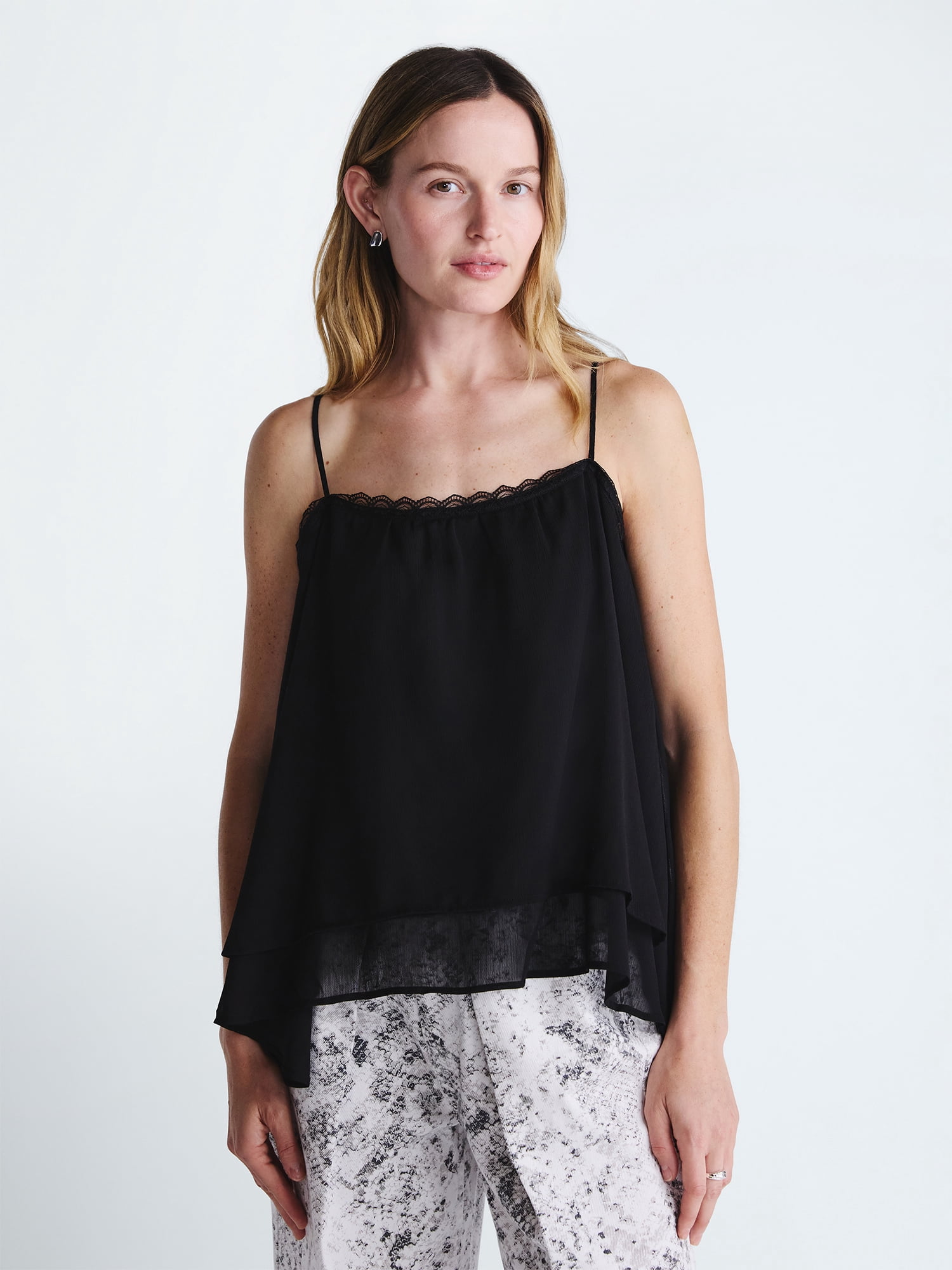 Scoop Women's and Women's Plus Flowy Double Layer Tank Top, Sizes XS-4X