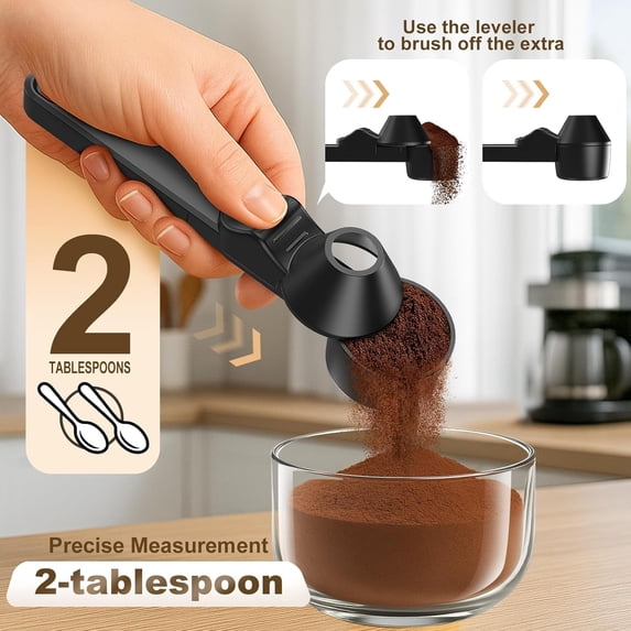 2pcs Scoop Funnel for Reusable Cup Refillable Pods - Mess-Free 2 TBSP Measuring Spoon for Ground , Protein Powder & Tea, No-Spill Funnel Design