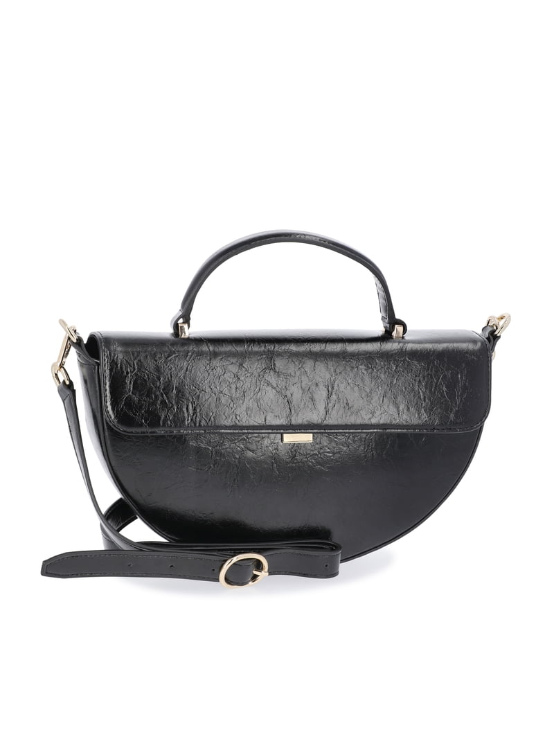 Scoop Women's Faux Leather Half Moon Satchel Bag, Black - Walmart.com