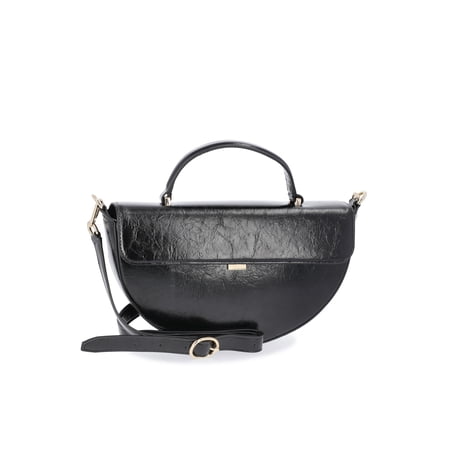 Scoop Women's Faux Leather Half Moon Satchel Bag, Black