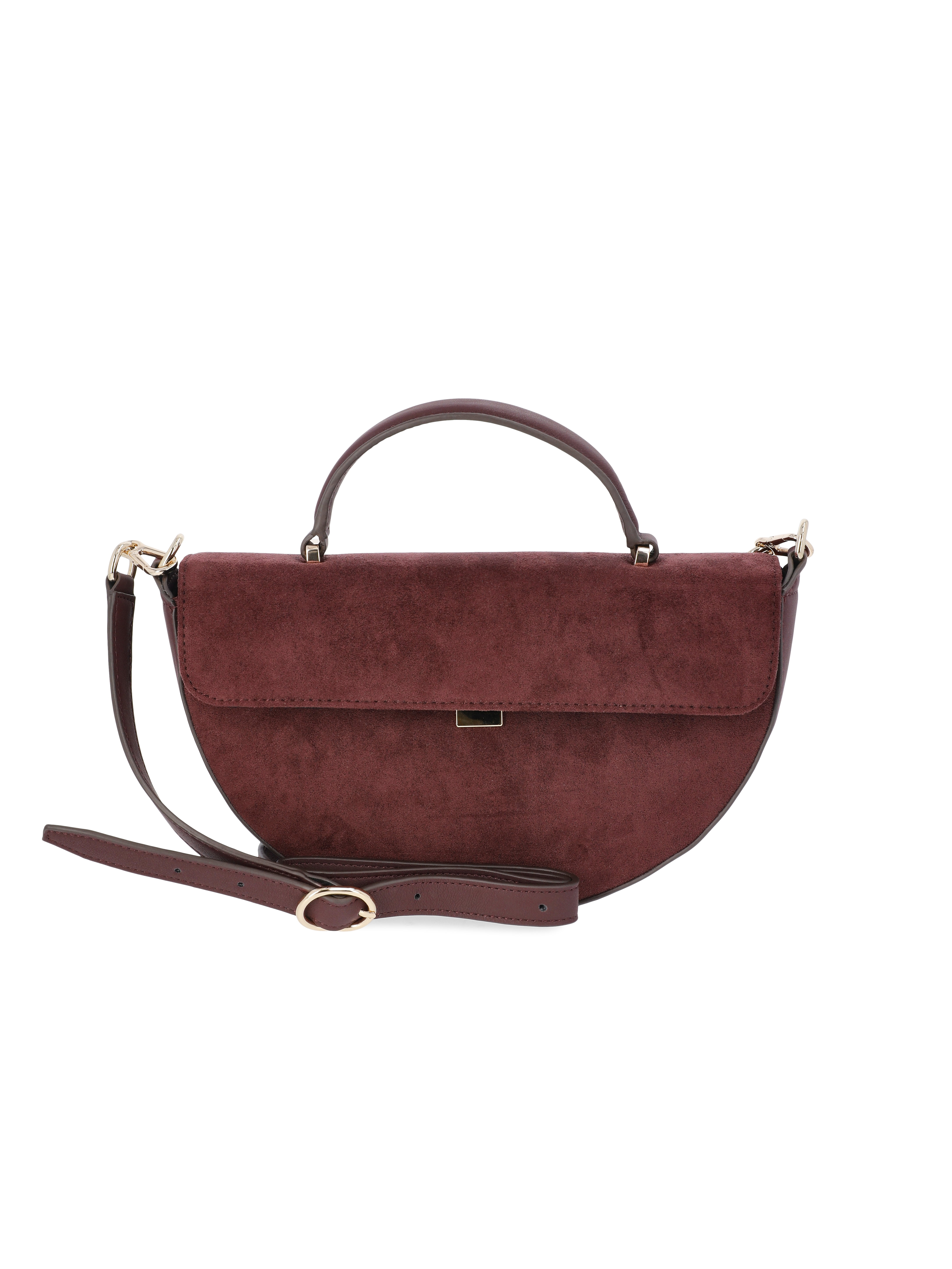 Scoop Women's Faux Suede Half Moon Satchel Bag, Velvet Rose