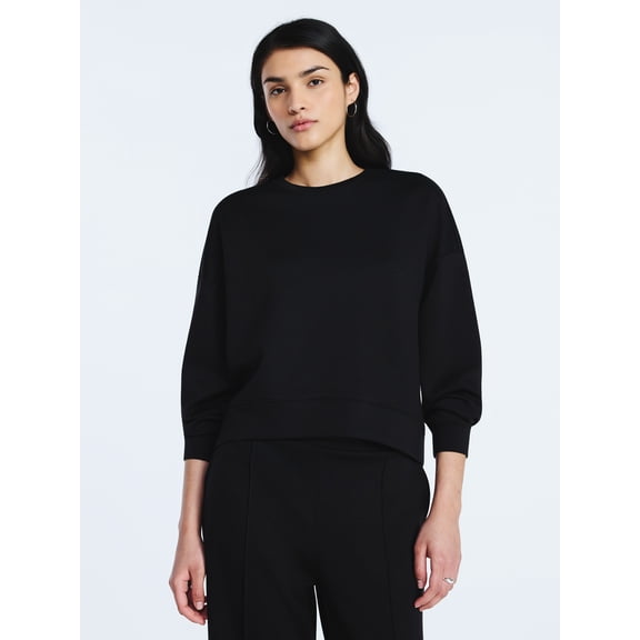 Scoop Women's and Women's Plus New Scubaknit Cropped Sweatshirt with Drop Sleeves, Sizes XS-4X