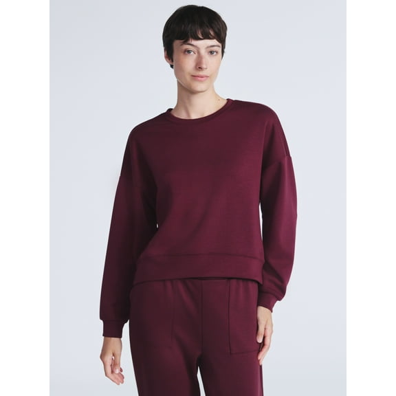 Scoop Women's and Women's Plus New Scubaknit Cropped Sweatshirt with Drop Sleeves, Sizes XS-4X