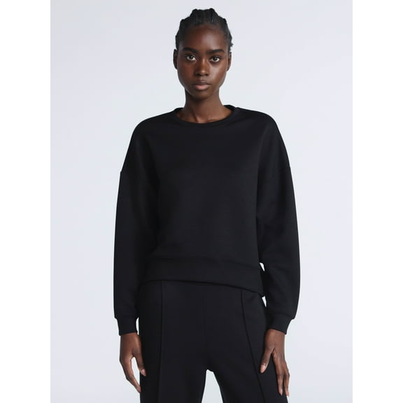 Scoop Women's and Women's Plus New Scubaknit Cropped Sweatshirt with Drop Sleeves, Sizes XS-4X