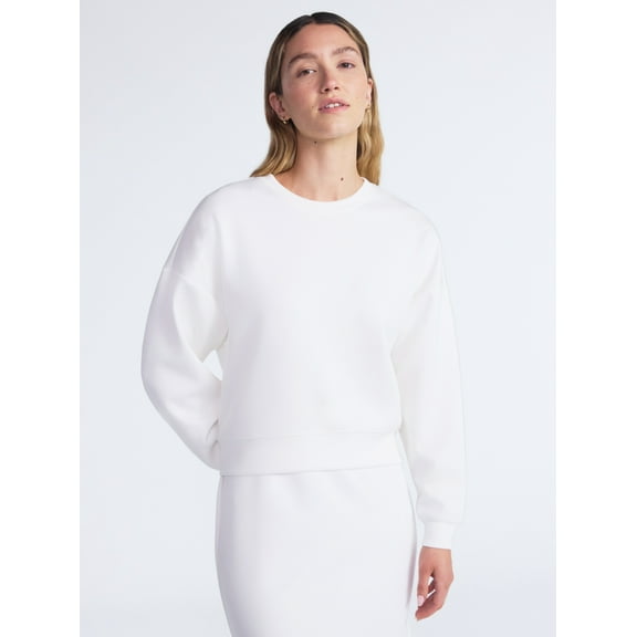 Scoop Women's and Women's Plus New Scubaknit Cropped Sweatshirt with Drop Sleeves, Sizes XS-4X