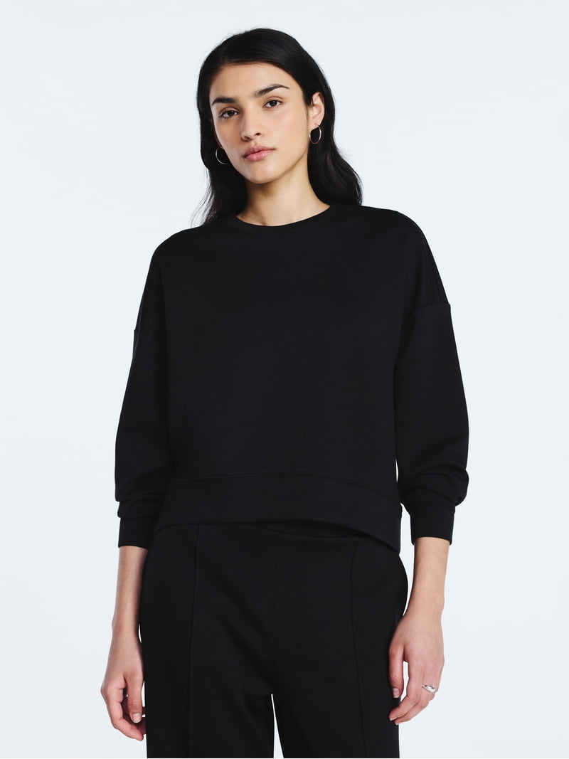 Scoop Women's and Women's Plus New Scubaknit Cropped Sweatshirt