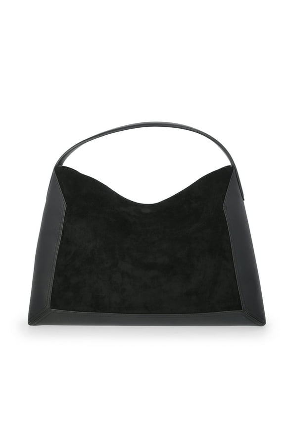Women's Faux Suede Hobo Tote Bag, Black