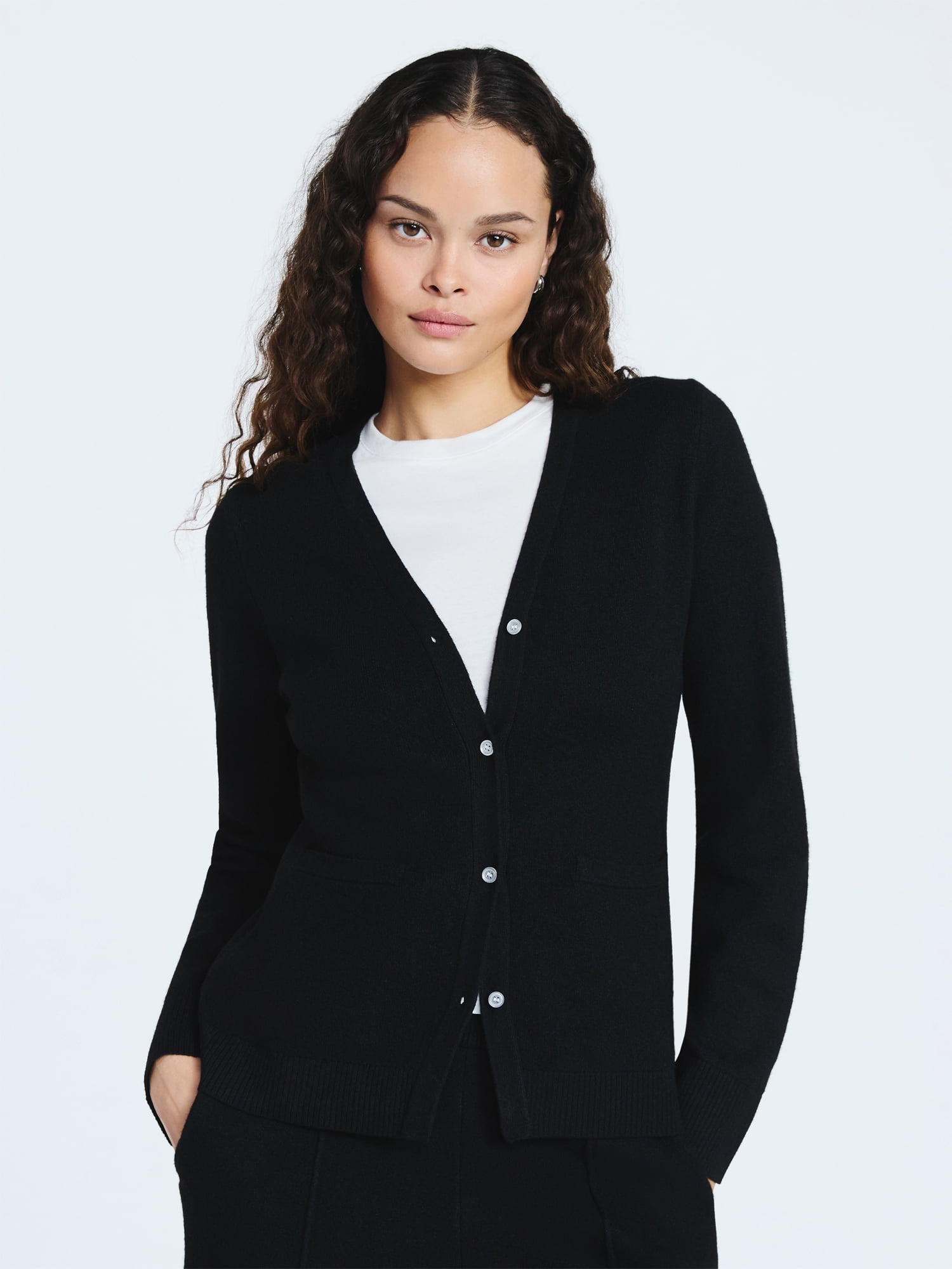 Scoop Women’s V Neck Cardigan Sweater with Long Sleeves, Lightweight, Sizes XS-XXL