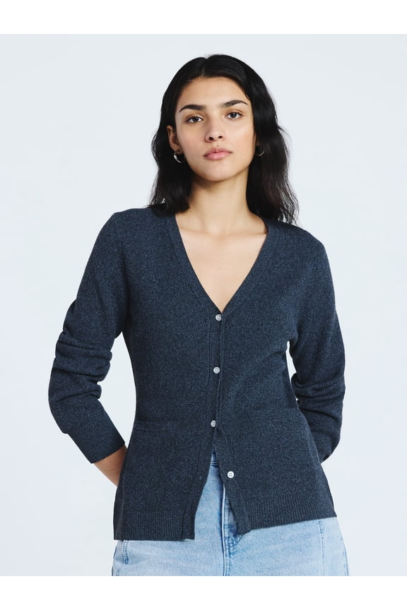 Women’s V Neck Cardigan Sweater with Long Sleeves, Lightweight, Sizes XS-XXL