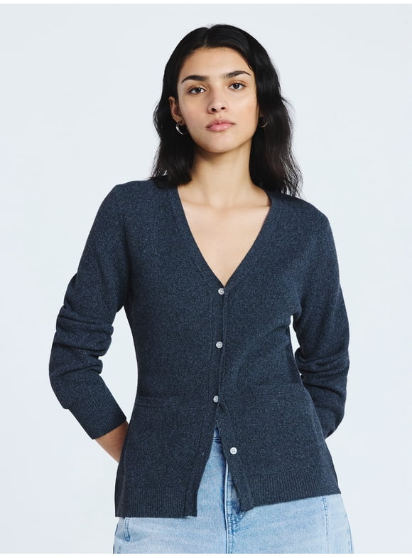 Women’s V Neck Cardigan Sweater with Long Sleeves, Lightweight, Sizes XS-XXL