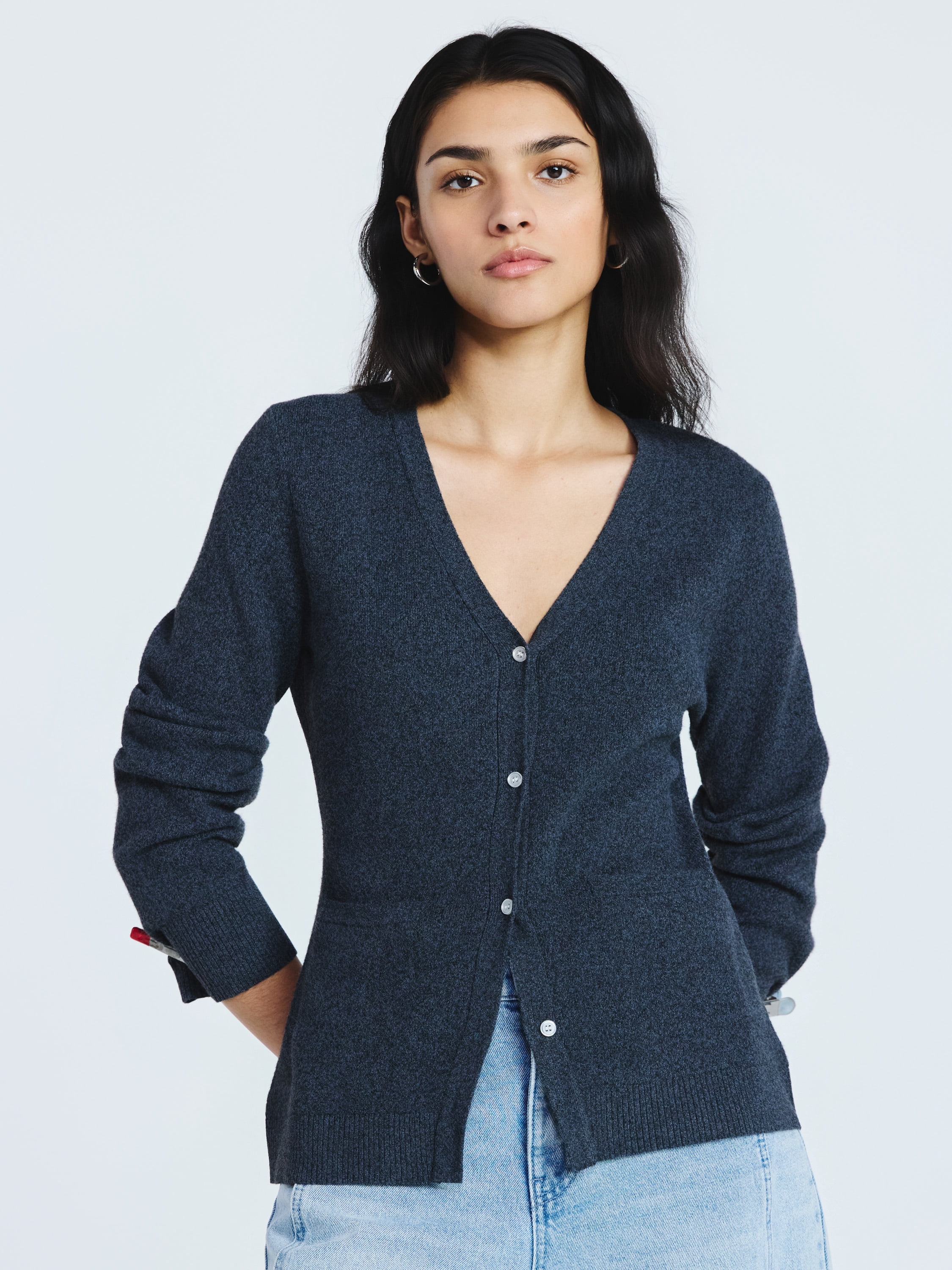 Scoop Women's V Neck Cardigan with Long Sleeves, Lightweight, Sizes XS-XXL