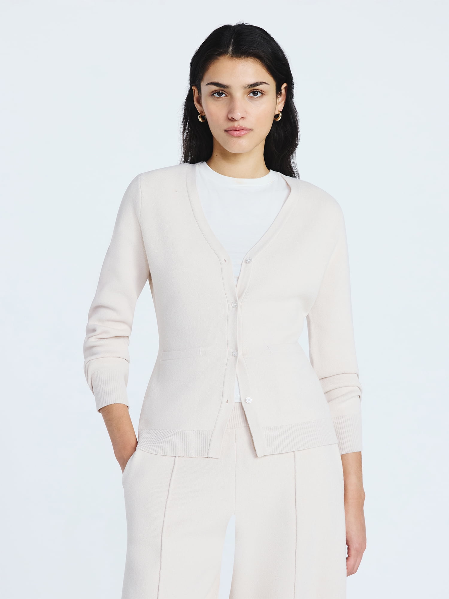 Scoop Women’s V Neck Cardigan Sweater with Long Sleeves, Lightweight, Sizes XS-XXL